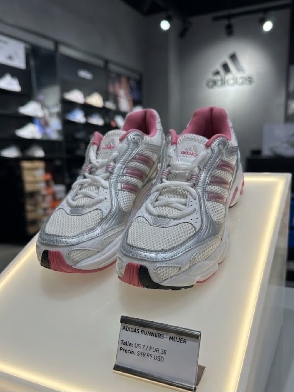 adidas women’s Running Sneakers in White and Pink